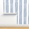 Coastal Stripe Vertical Stripes French Blue White Watercolor Nautical Beach Summer Spring Classic Traditional Custom Pre-pasted Wallpaper by Spoonflower Pre-Pasted Wallpaper 2FT Wide